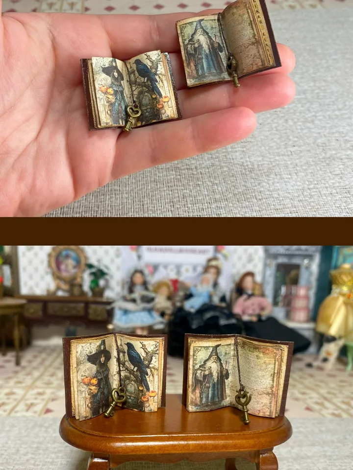 Antique books for dollhouse. 1:12. Handmade.