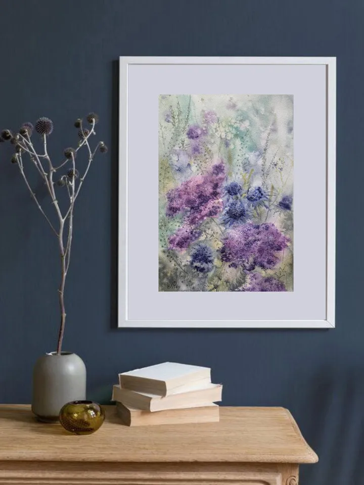 Wildflowers Original Painting Flowers Watercolor Wall Art Abstract Floral Artwork