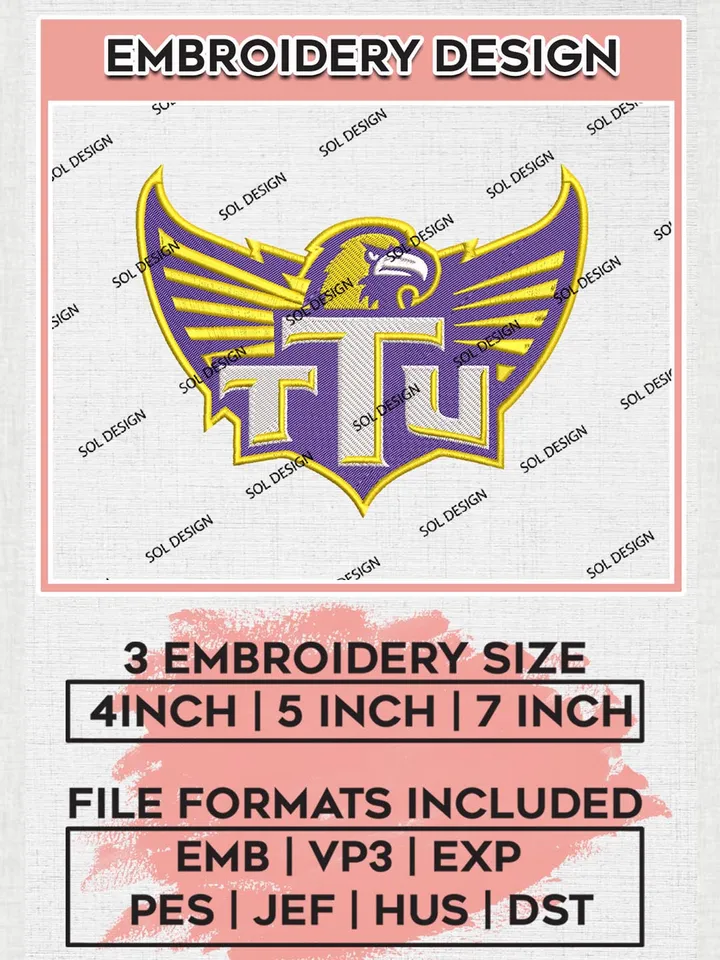NCAA Tennessee Tech Golden Eagles Team Logo Machine Embroidery Design, NCAA TTU Golden Eagles Team Design Design files, NCAA Team Embroidery Designs, NCAA Machine Embroidery Designs, Digital Download