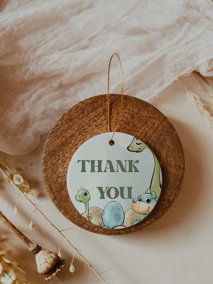 Editable Thank You sticker Dinosaur First Birthday thank you label; Dinosaur Party; Dinosaur Party Birthday Instant Download; di1
