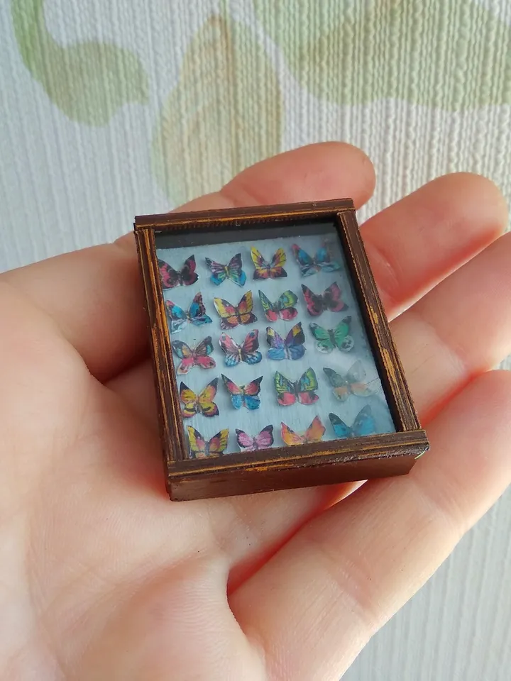 Collection of butterflies under glass for dollhouses.1:12 scale.