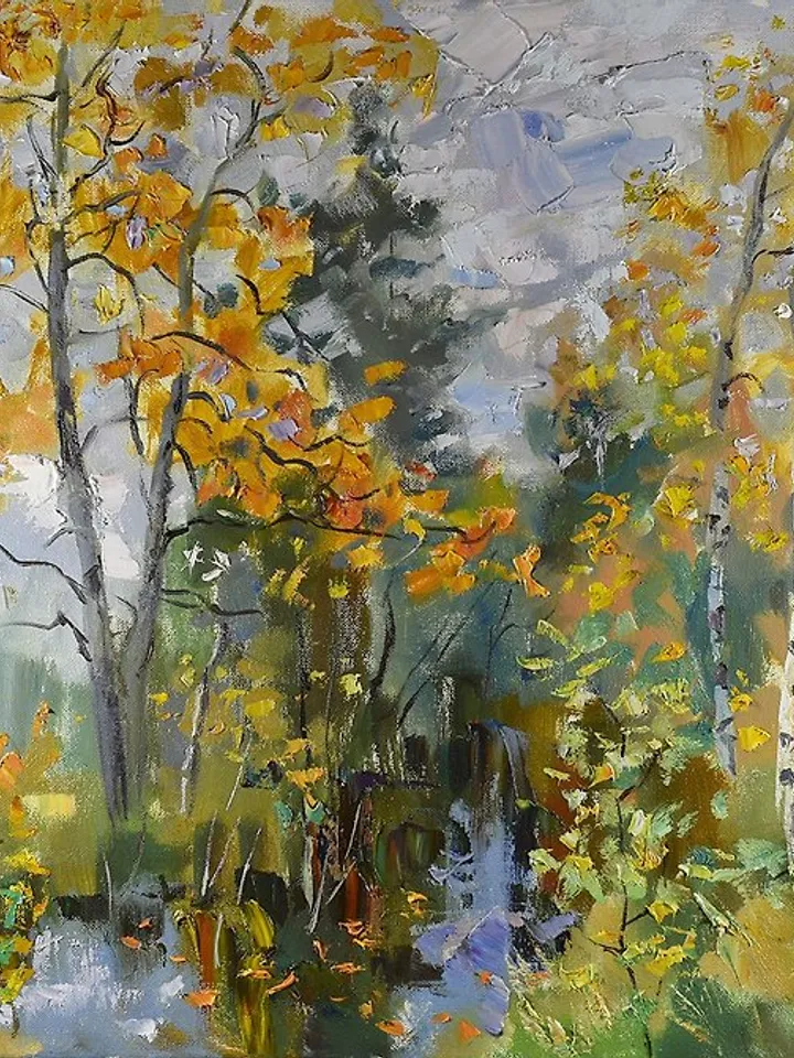 Autumn Painting Nature Landscape Impressionism Tree Original Art Plein Air