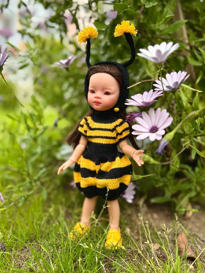 Paola Reina Doll Bee Costume Set: Exclusive Handmade Outfit - Jumpsuit, Wingsm Bee- hat, Shoes