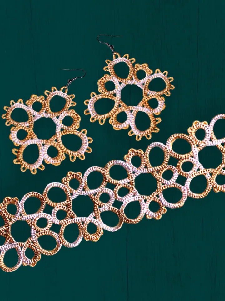 Free Standing Lace Braselet Earrings Tatting set machine embroidery design FSL pattern digital embroidery design jewerly embroidery motif