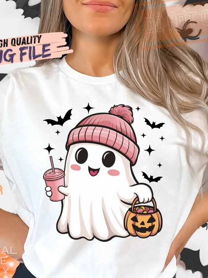 Cute Ghost Png, Halloween Png, Coffee Png, Cute Halloween Png, Spooky Cute Png, Spooky Png, Coquette Png, Kawaii Ghost Png, Baby Ghost Png