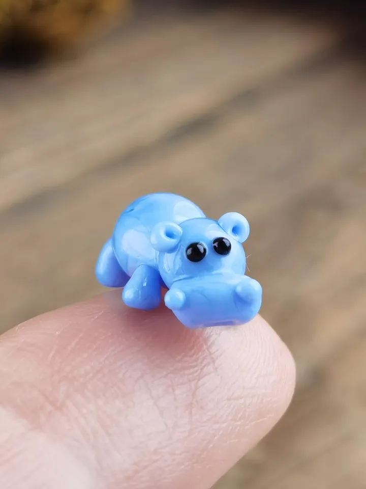 Hippo figurine Hippo art Hippo gifts Hippo ornament Hippo statue Hippopotamus Hippo for Christmas Miniature animals Tiny glass animals