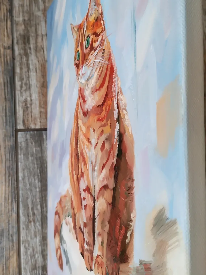 Red Cat painting oil Tabby Cat Original Art Ginger Cat Artwork fine art Animal canvas art by Natalia Plotnikova