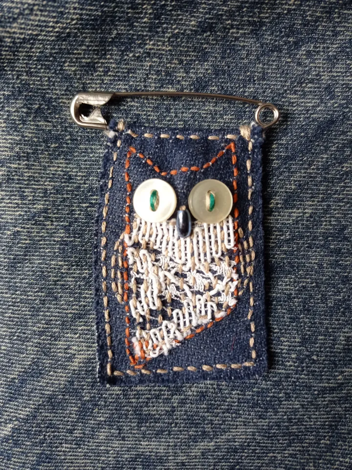 Owl Brooch and boho keychain Set