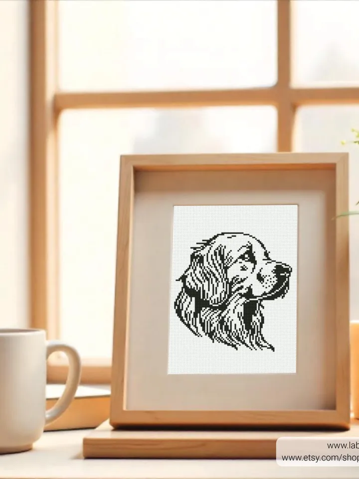 Bundle 2 silhouette Golden retriever Cross stitch pattern, dog breed, puppy, animals, beginner counted, gift DIY, embroidery, instant PDF