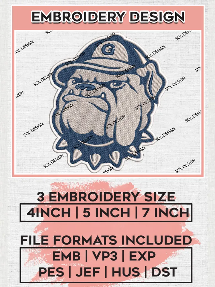 Georgetown Hoyas College Team Head Mascot Logo Embroidery Design Files, NCAA Georgetown Hoyas Machine Embroidery, NCAA Teams, 3 sizes, NCAA Machine embroidery designs, Digital Download