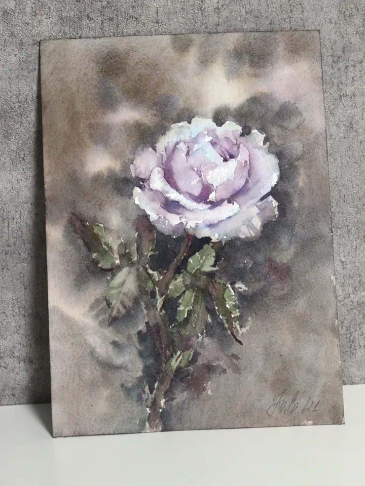 Original painting of rose Watercolor flowers by Yulia Evsyukova