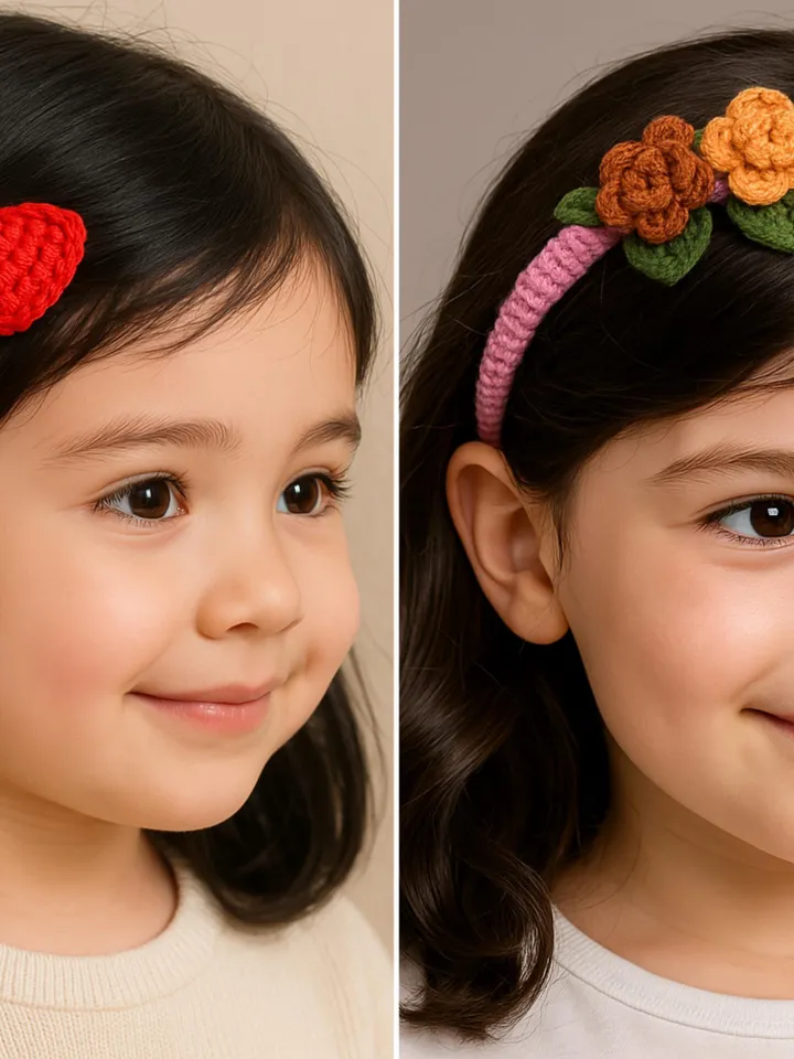 Crochet Hair Clips Bundle, Floral Bow & Daisy Clip Tutorials, Stylish Hair Clips for Kids and Babies, Gift for Craft Lovers