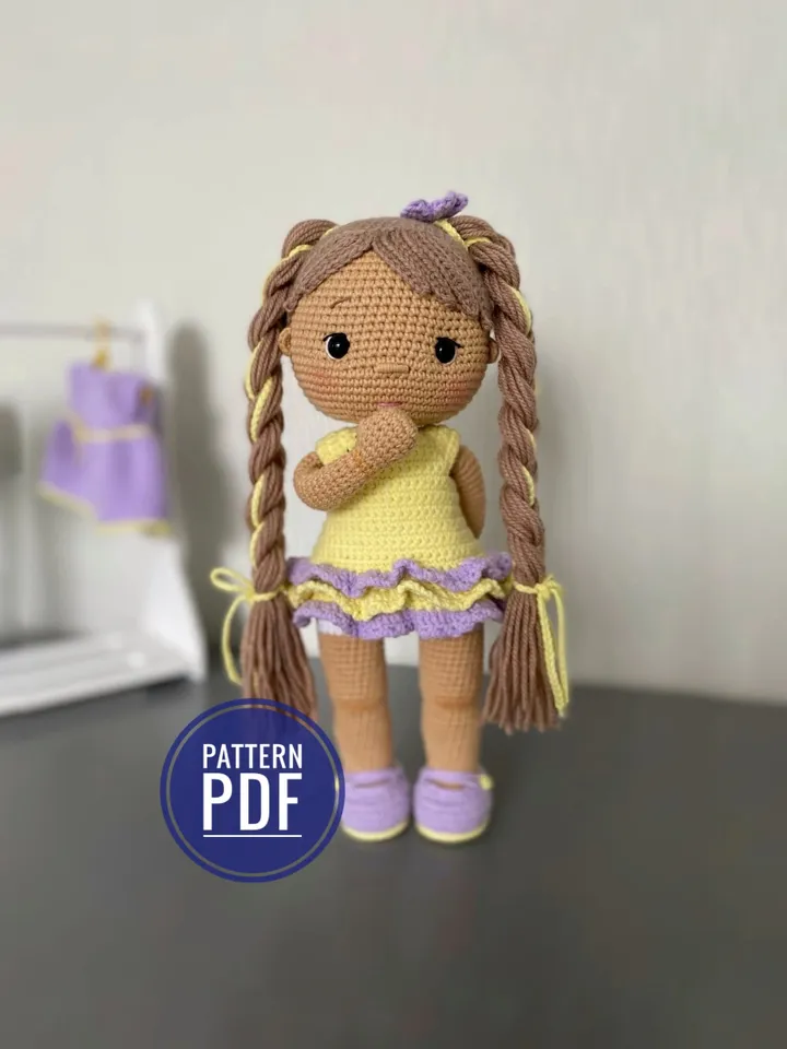 PATTERN doll with braids in clothes