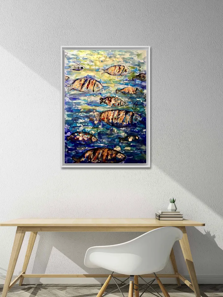 The undersea harmony,poster from original mix media artwork on yupo paper,alcohol inks,watercolor,glass paints ,unique handpainted artwork.