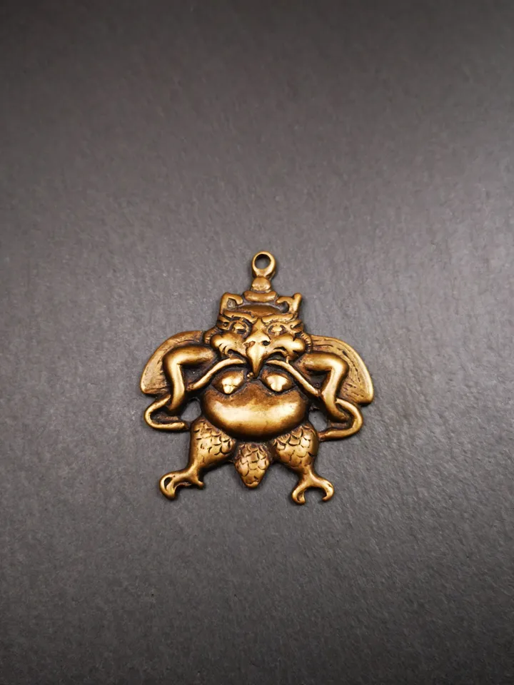 Gandhanra Antique Tibetan Buddhist Amulet,Garuda,Garula,Suparna,Golden-winged Bird Pendant,Made of Copper