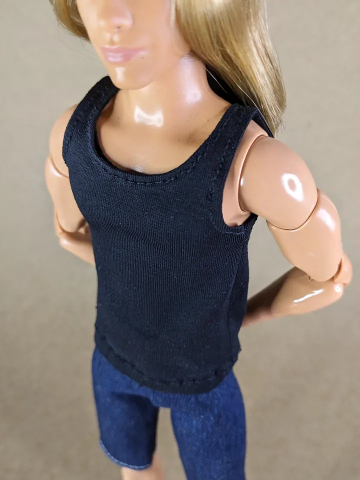Black tank top for 12-inch fashion male dolls