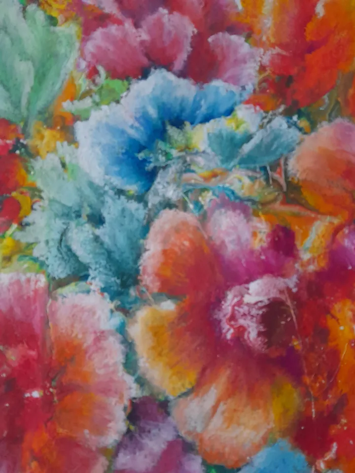 Oil Pastel Flowers Paintings Floral Heart