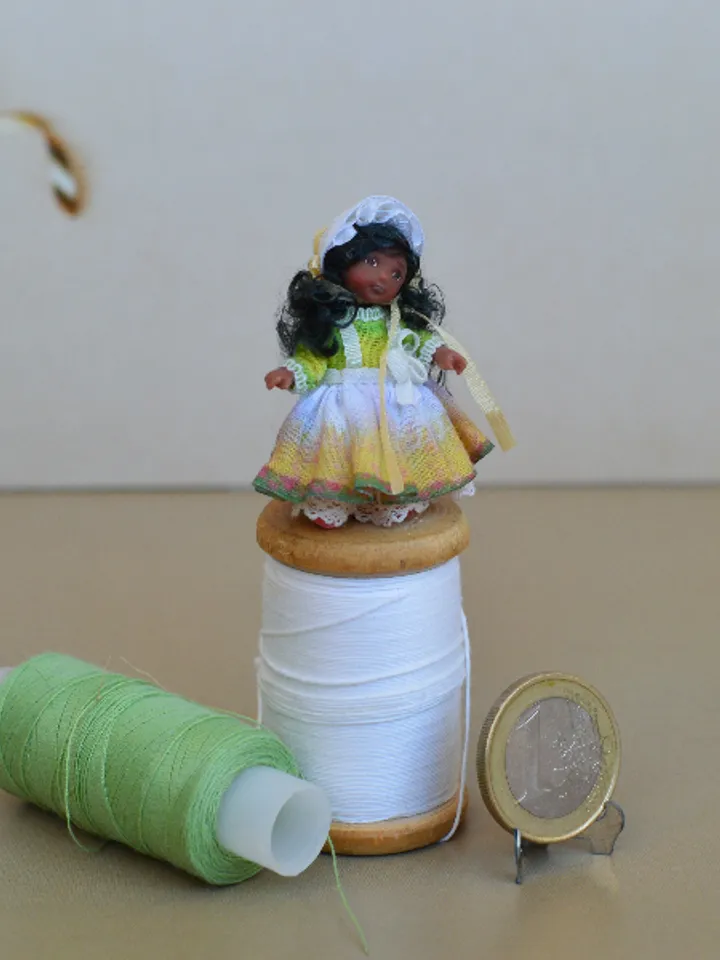 Miniature doll in 24th scales. Handmade doll toy. Miniature for dollhouse.