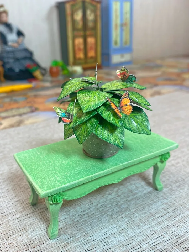 Flowers in a pot. 1:12. TUTORIAL. Dollhouse miniature.Flowers for a doll.