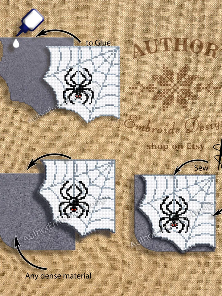 Spider web Corner bookmark cross stitch pattern PDF download Spider cross stitch chart, Spooky bookmark pattern digital PDF #B403