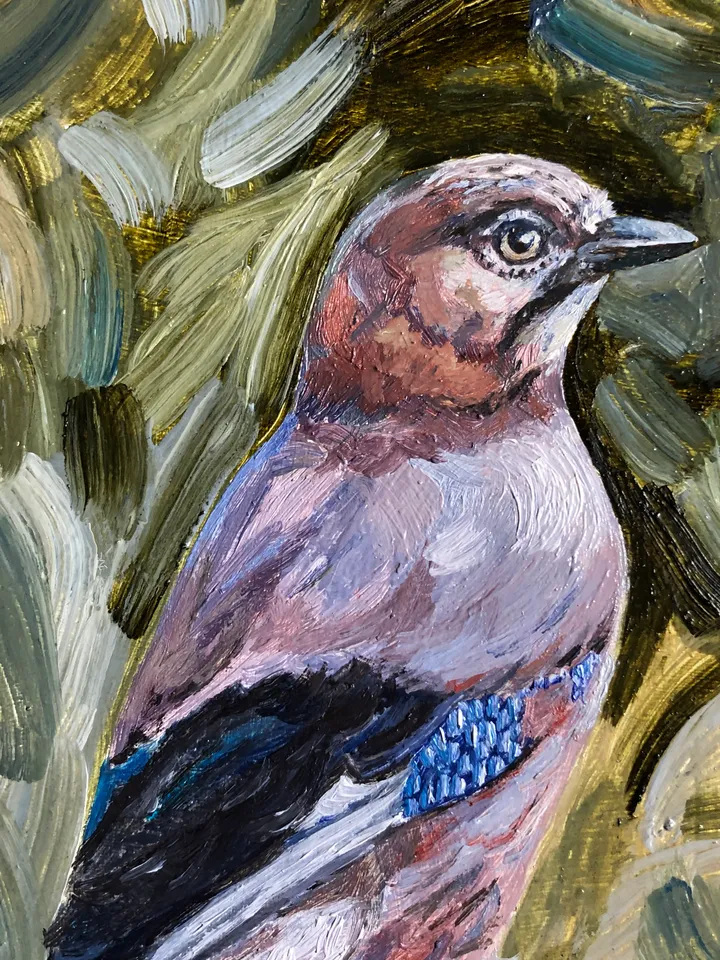 Bird portrait original oil painting hand painted modern impasto painting wall art 6x9 inches