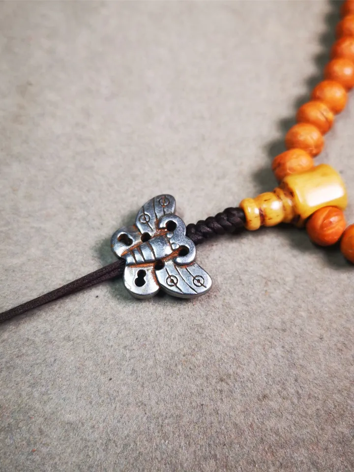 Gandhanra Handmade Tibetan Amulet,Butterfly Pendant for Mala,Bag Hanging,Prayer Bead Necklace Accessories,0.9" × 0.6"