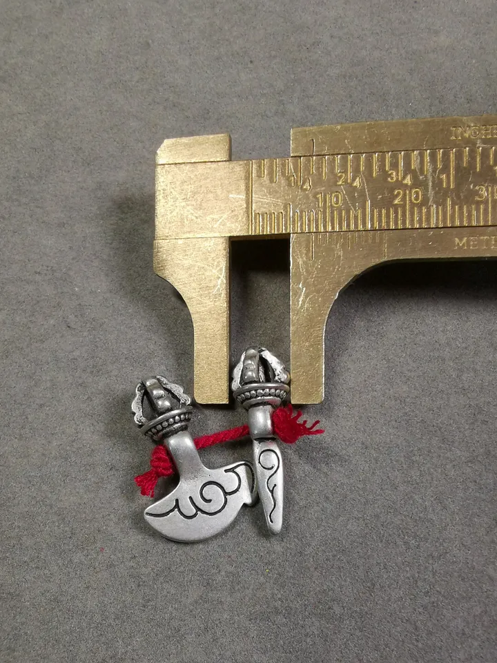 Gandhanra Antique Tibetan Amulet Pendant,Mini Phurba and Kartika(knife of the dakinis) ,for Prayer Bead Counter,Mala Accessories