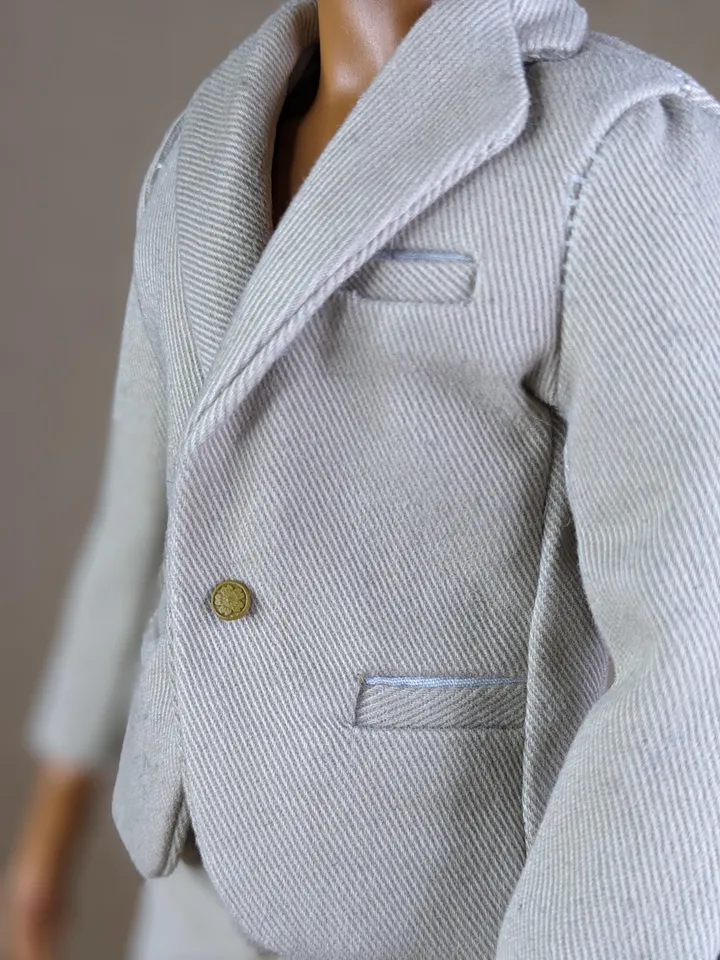 Classic beige suit for 12-inch fashion male dolls