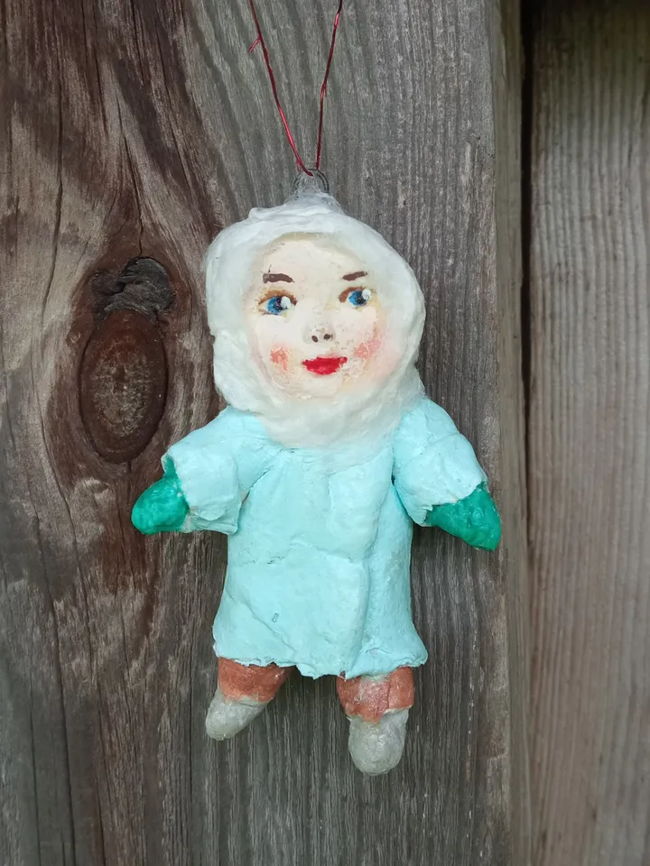 Pair of handmade pendant dolls. Dolls made of cotton wool. Cotton toys for decorating the Christmas tree. Christmas family souvenir. Christmas presents. Xmas gifts New Year's decor. Small dolls. Made in 1 copy. Free shipping