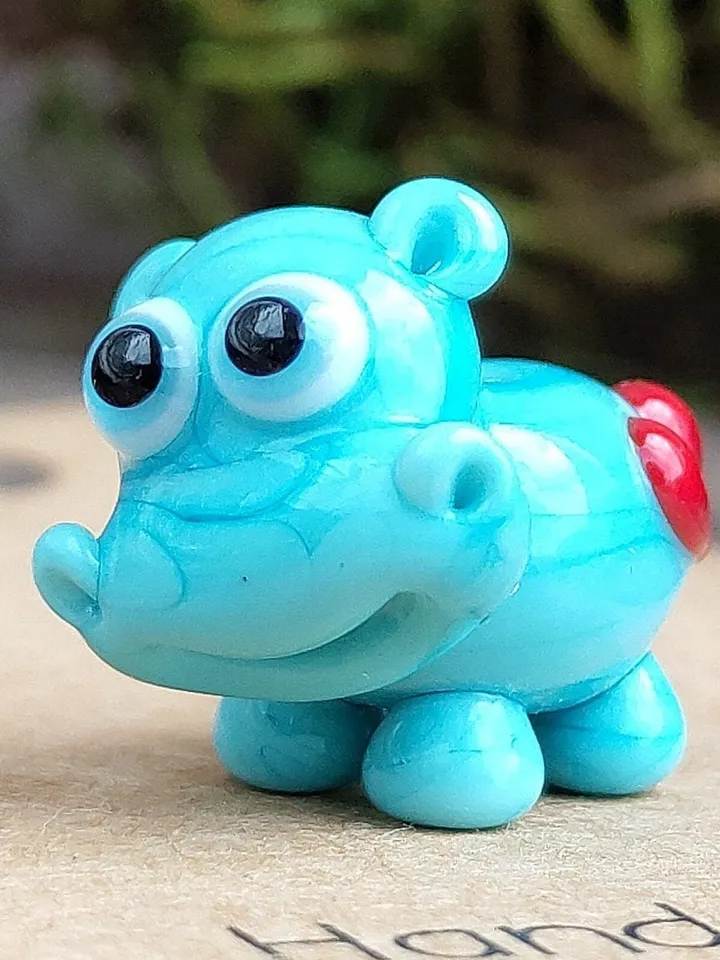 Hippo gifts Hippo ornament Hippo miniature Hippo figurine Hippo art Hippo Christmas Hippopotamus statues Begemoth figurine Glass hippo