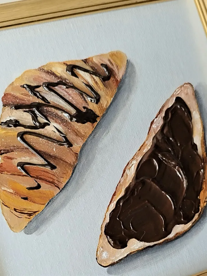 Croissant Still Life Painting | Textured Art Wall Decoration