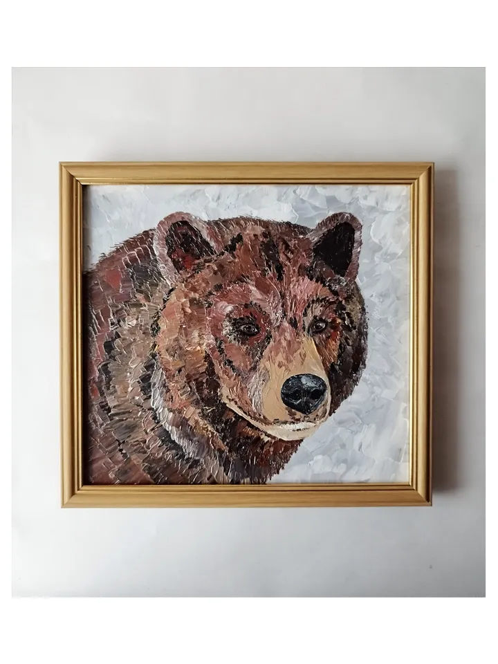 Brown bear painting acrylic Animal artwork