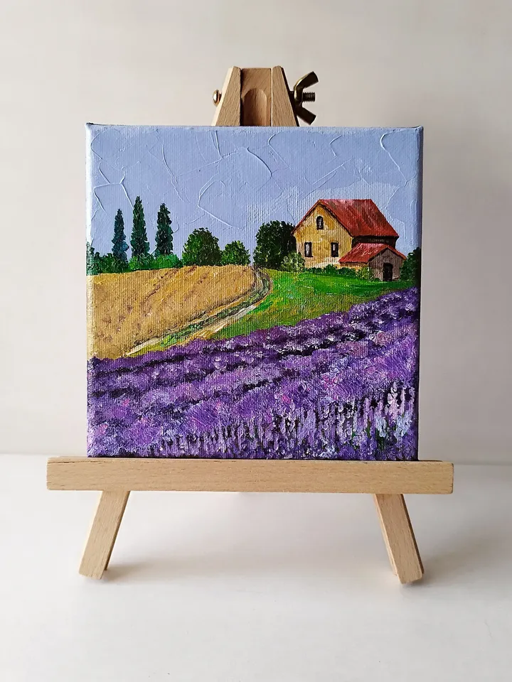 Italian landscape painting lavender wall art impasto $61.00 | Buy ...