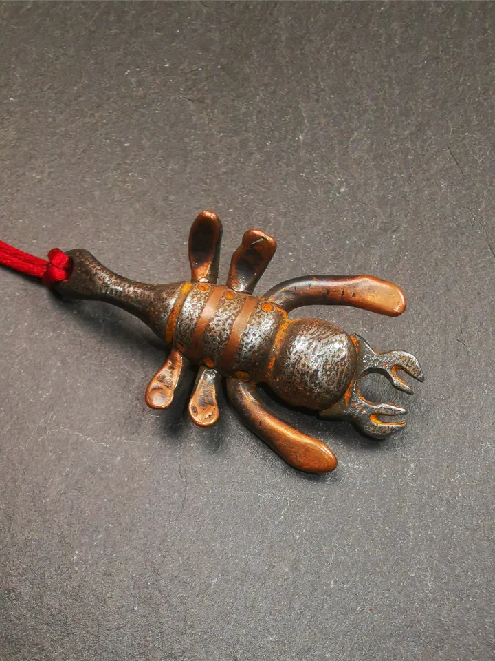 Gandhanra Handmade Tibetan Amulet,Scorpion Guru of Padmasambhava, Buddhist Scorpion Totem Pendant, Made of Cold Iron,2.28&quot;