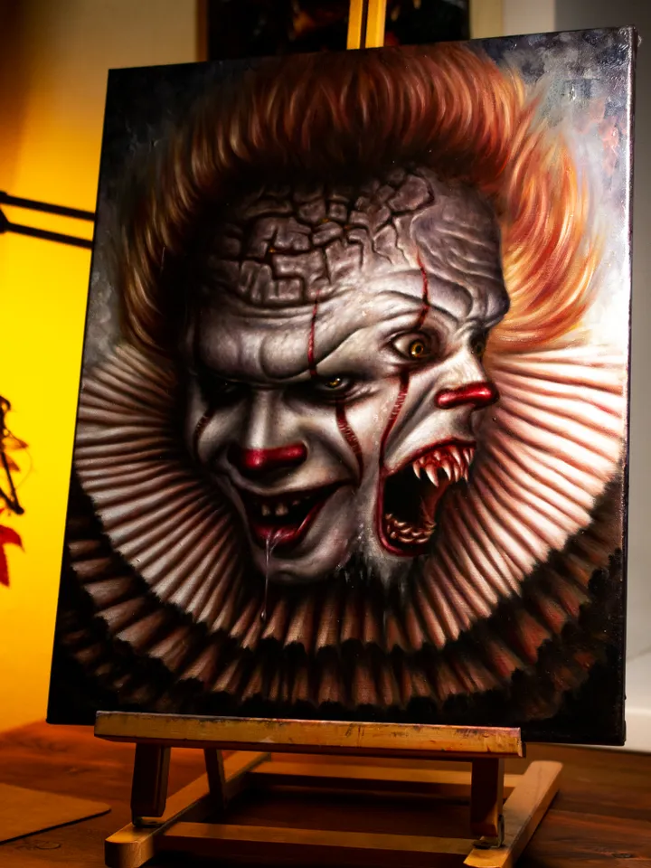 Original oil painting Pennywise the Dancing Clown Two-faced