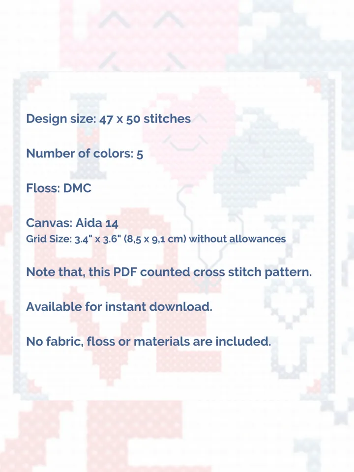 Cross stitch pattern I Love You, easy cross stitch chart PDF