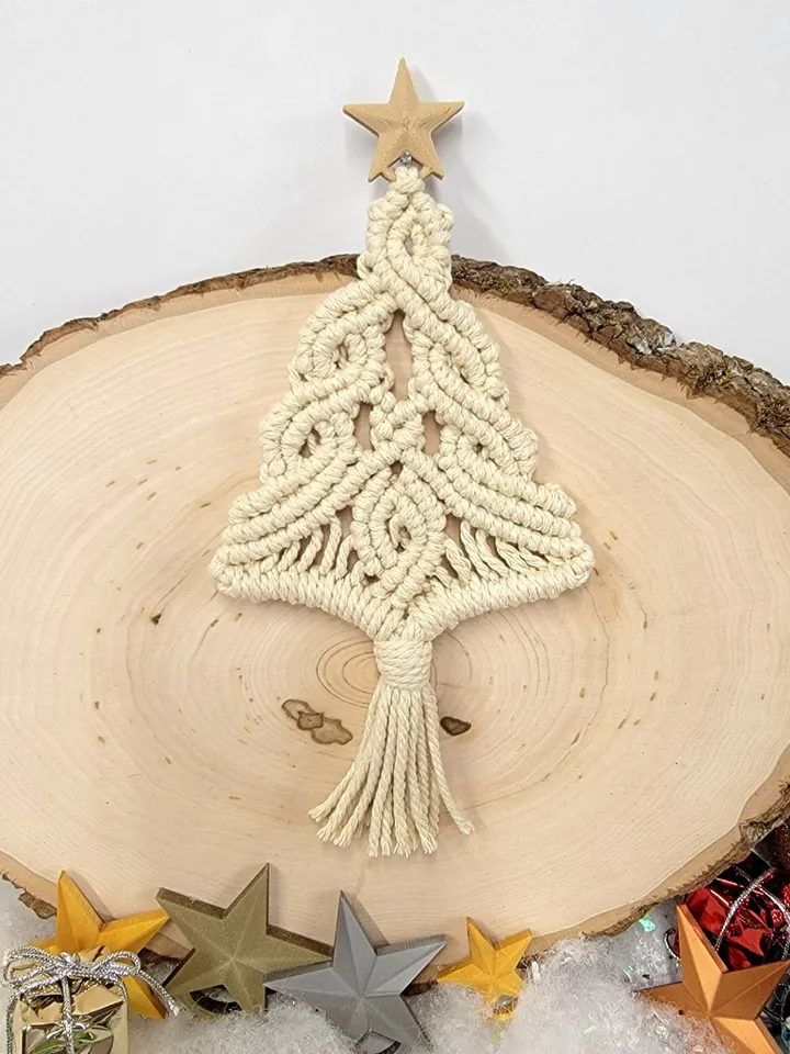 Macrame Christmas Tree Ornament Unbreakable Boho Holiday Decor Unique Xmas Holiday Car Charm Macrame Tree with Star