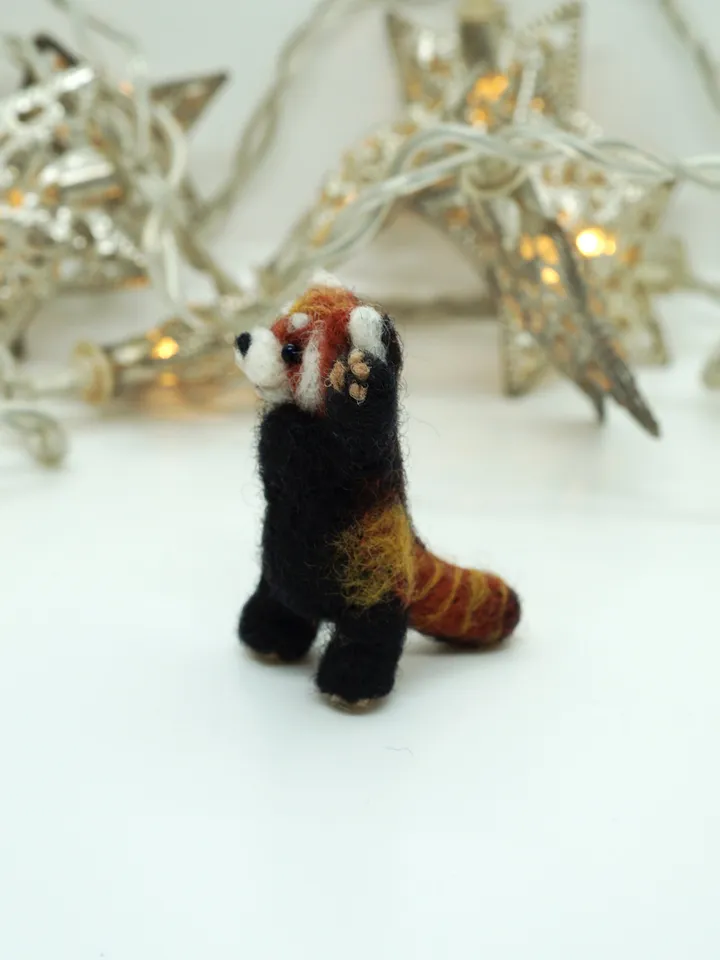 Bao Bei the fire fox, miniature needle felted red panda, made to order