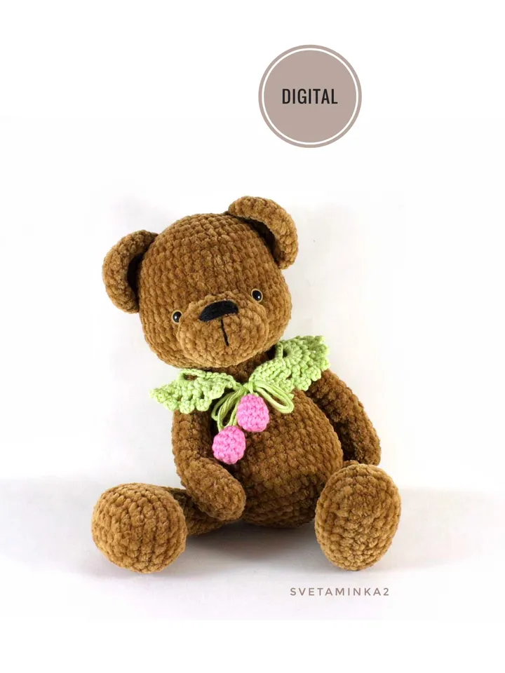 Crochet Teddy Bear Pattern. Amigurumi Plush Animal. Digital Download. PDF.