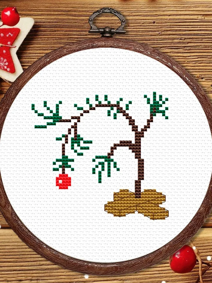 Christmas Tree Cross Stitch Pattern, Modern Christmas cross stitch chart, XMas Motifs, simple, easy, quick, Merry Christmas #hld027