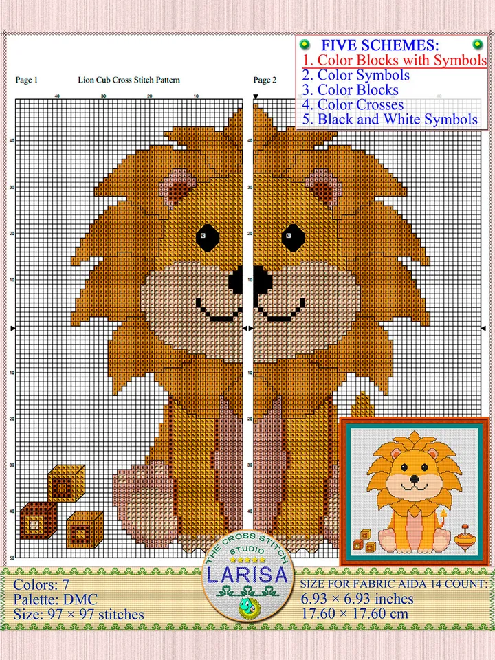 Lion Cub Cross Stitch Pattern | Delightful King of Beasts Design