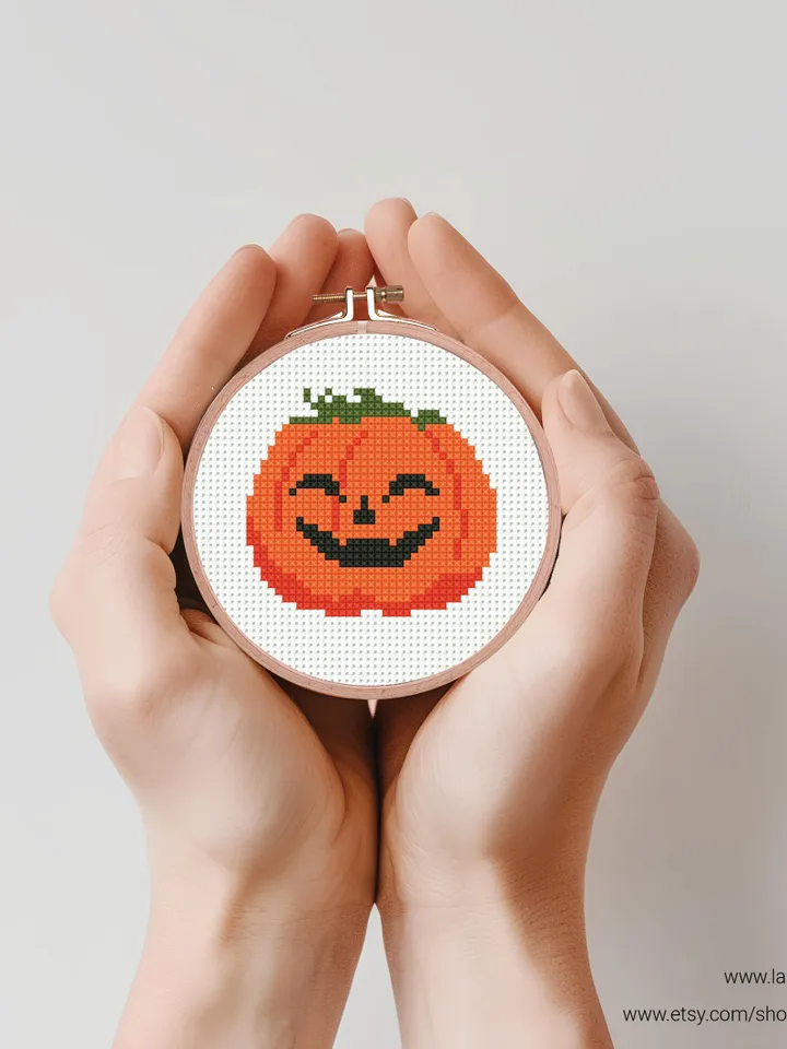 Bundle 10 mini pumpkin Cross stitch patterns, Halloween, Trick or Treat, beginner counted, modern chart, gift DIY, embroidery, instant PDF