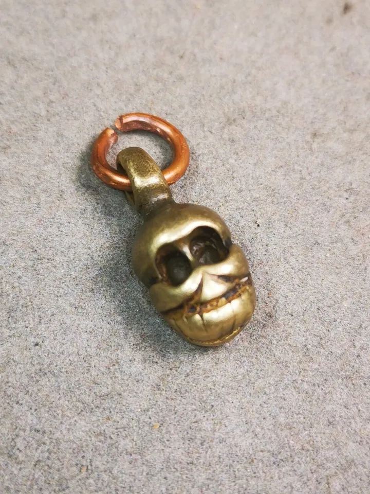 Gandhanra Handmade Tibetan Mala Pendant,Skull Citipati Amulet for Prayer Beads,Bag Hanging,0.8" × 0.3"