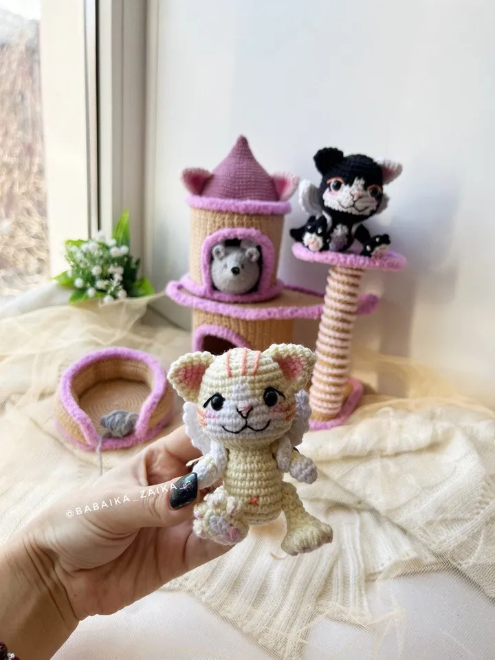 PDF Crochet Pattern Сat Paradise Amigurumi cat pattern, Crochet Mouse, Cute cat, Amigurumi animal, Crochet animal, Amigurumi House Pattern