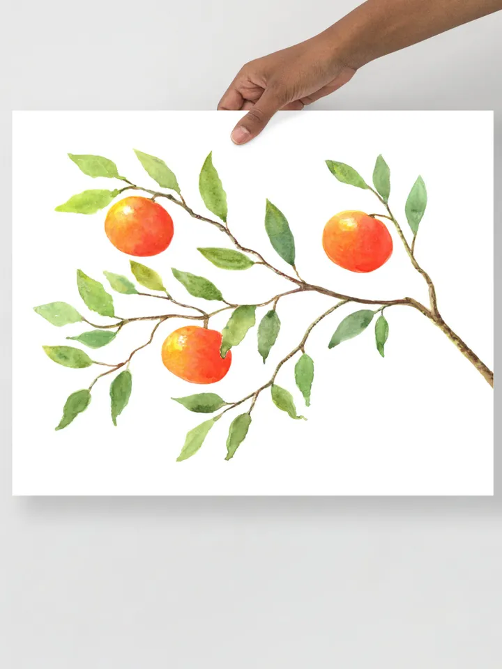 Orange Tree Art Print, Watercolor Painting, Citrus Tree, Kitchen Decor, Plant Wall Art, Fruit Art Print, Orange Tree, Vintage Fruit Trees