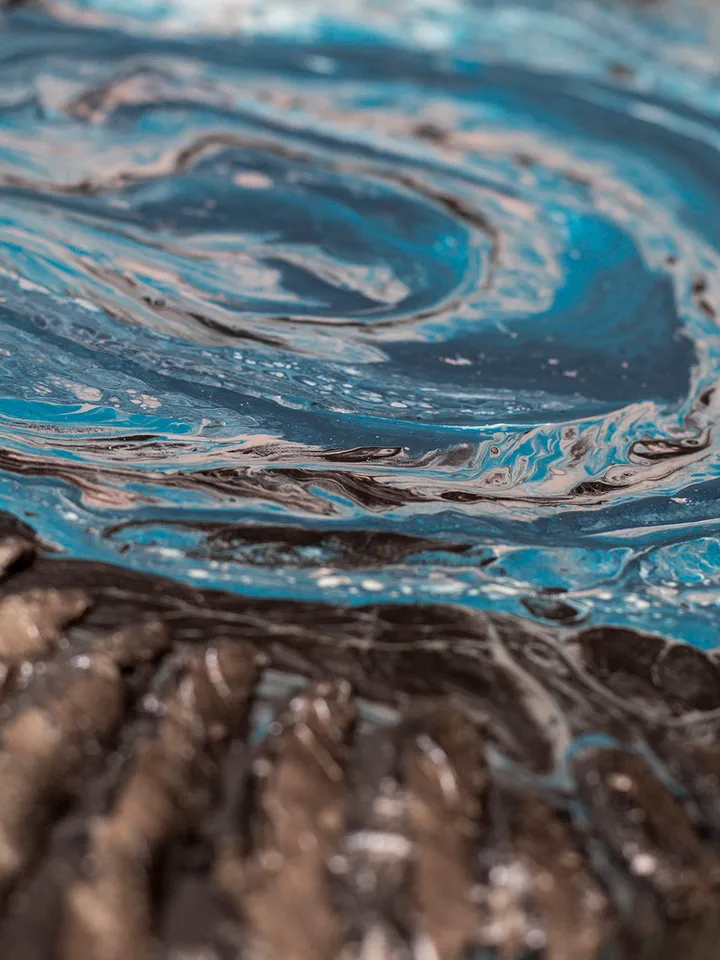 Waterscape wall art | Modern Abstract Sea Painting | 3D Effect Acrylic Art on Canvas | Handmade Artwork | Blue Square painting