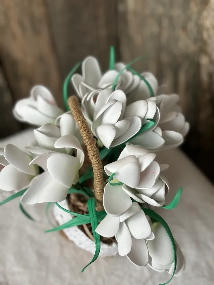 Crocuses in a Basket. Handcrafted Artificial Flowers. Spring Flower Composition. Gift for Her. Mother's Day Present. Festive Gift. DIY flowers