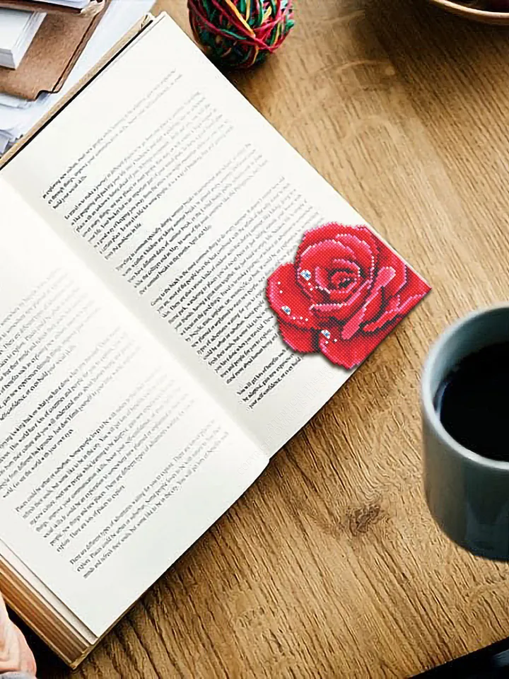 Corner bookmark cross stitch pattern PDF download Red rose cross stitch chart, Rose bookmark pattern digital PDF, Bookmark for women #B313