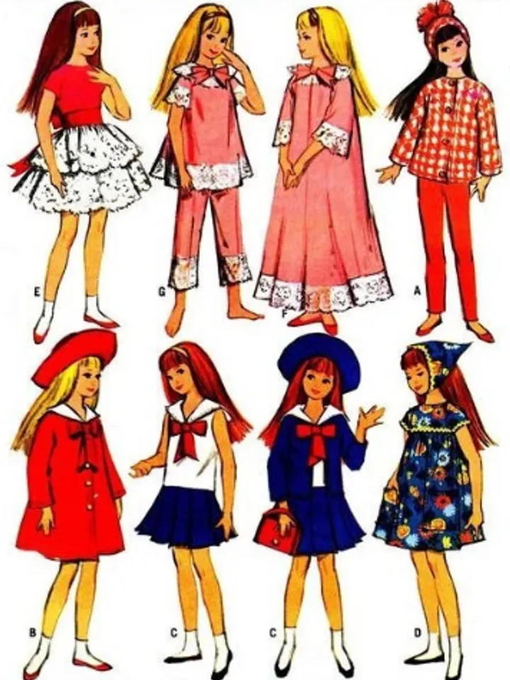 Copy McCalls 7480 Vintage Skipper Sewing Pattern Wardrobe Clothes for Dolls 9" Digital Download PDF