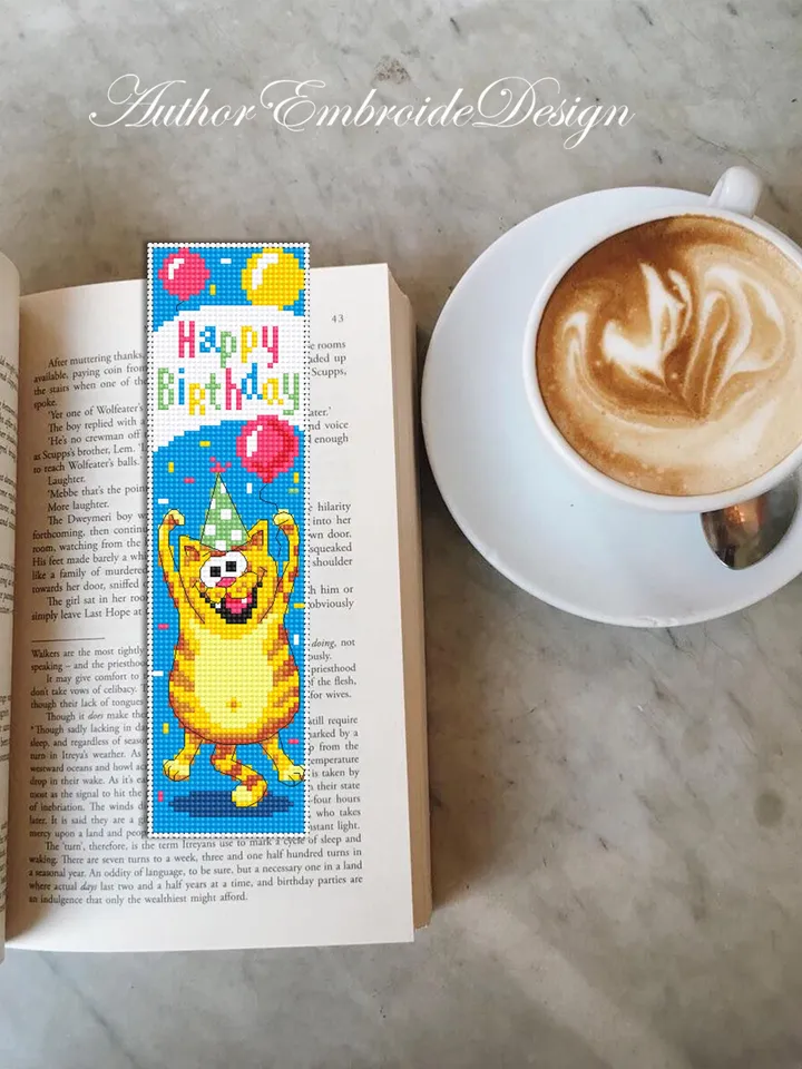 Birthday bookmark set cross stitch pattern PDF download Funny animals cross stitch, Simple bookmark pattern digital PDF Happy birthday #B462